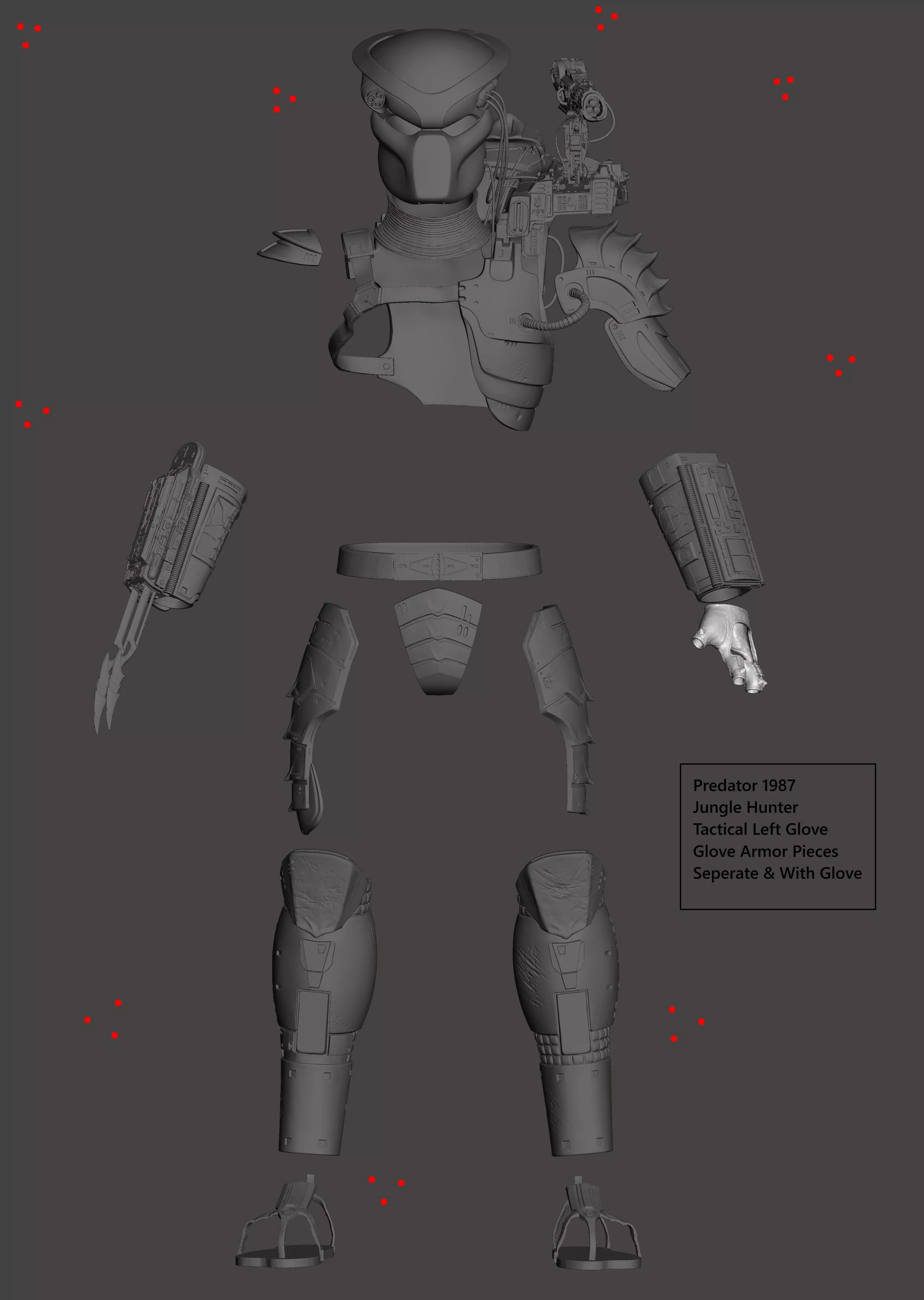 Predator 1987 Jungle Hunter Left Glove Armor Seperate with Glove 3D print model_0