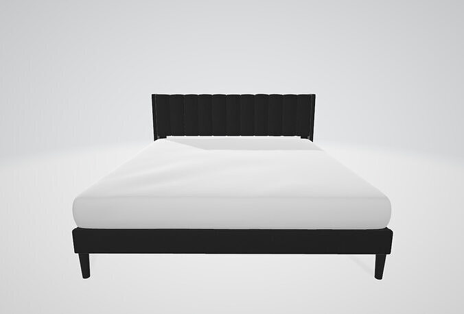 Allewie Queen Size Velvet Bed Frame Low-poly 3D model