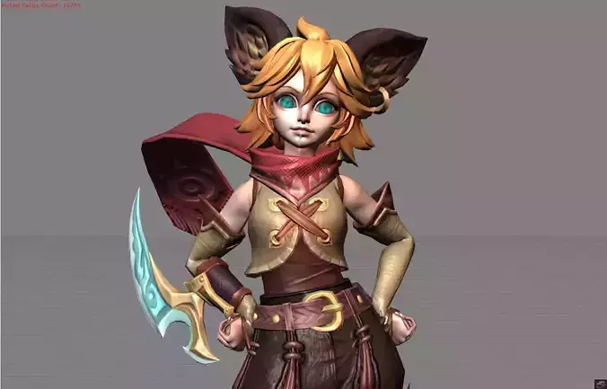 Joy Feline Ranger Low-poly 3D model