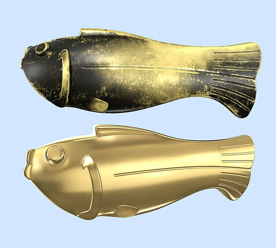Vintage antique bronze gold fish for visualization and printing Low-poly 3D model