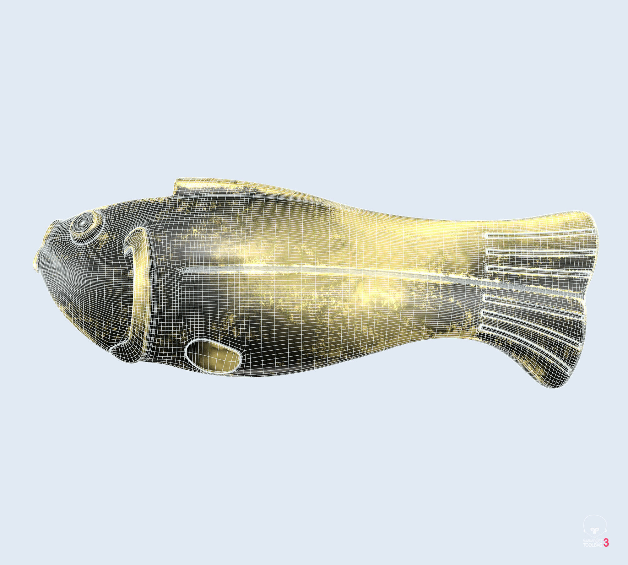 Vintage antique bronze gold fish for visualization and printing Low-poly 3D model_7