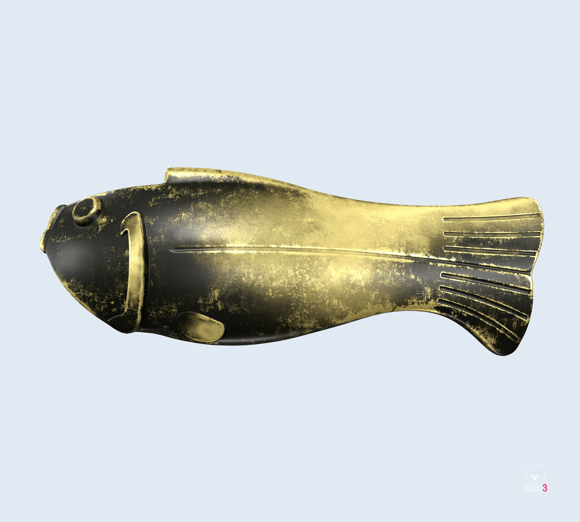 Vintage antique bronze gold fish for visualization and printing Low-poly 3D model_1