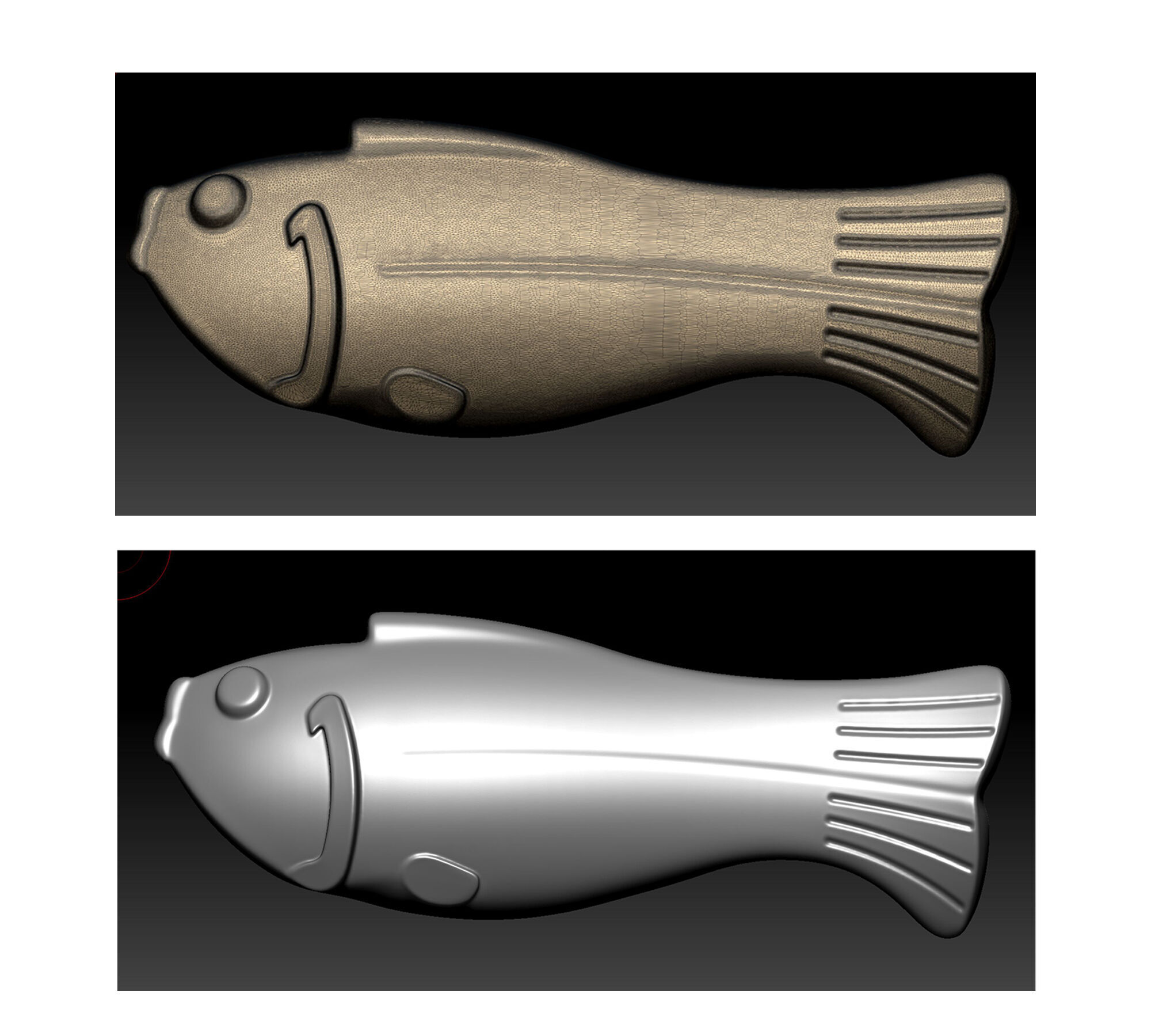 Vintage antique bronze gold fish for visualization and printing Low-poly 3D model_9