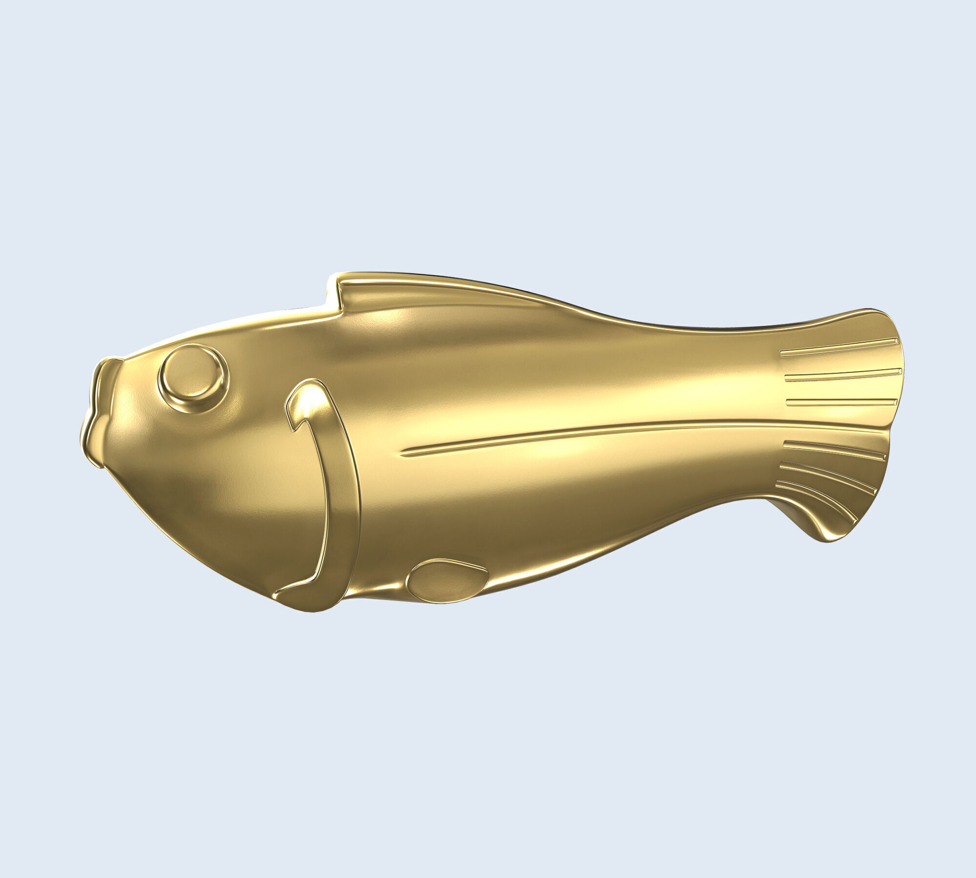 Vintage antique bronze gold fish for visualization and printing Low-poly 3D model_2