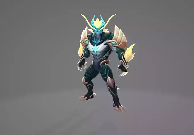 Mobile Legends Revamped Emerald Dragon Yu Zhong FBX Model Low-poly 3D model