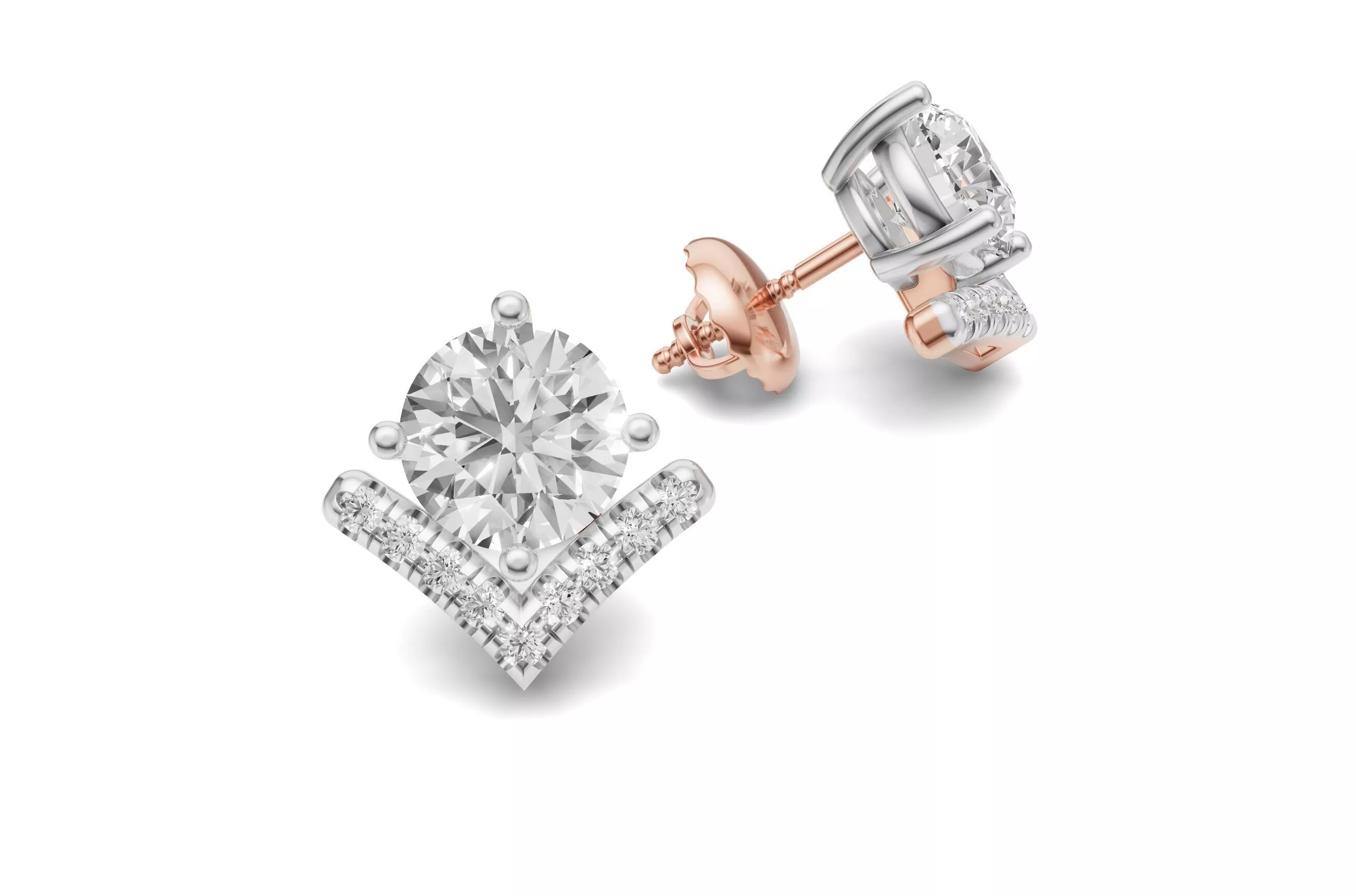 Pointer Diamond Stud Earring 3D print model