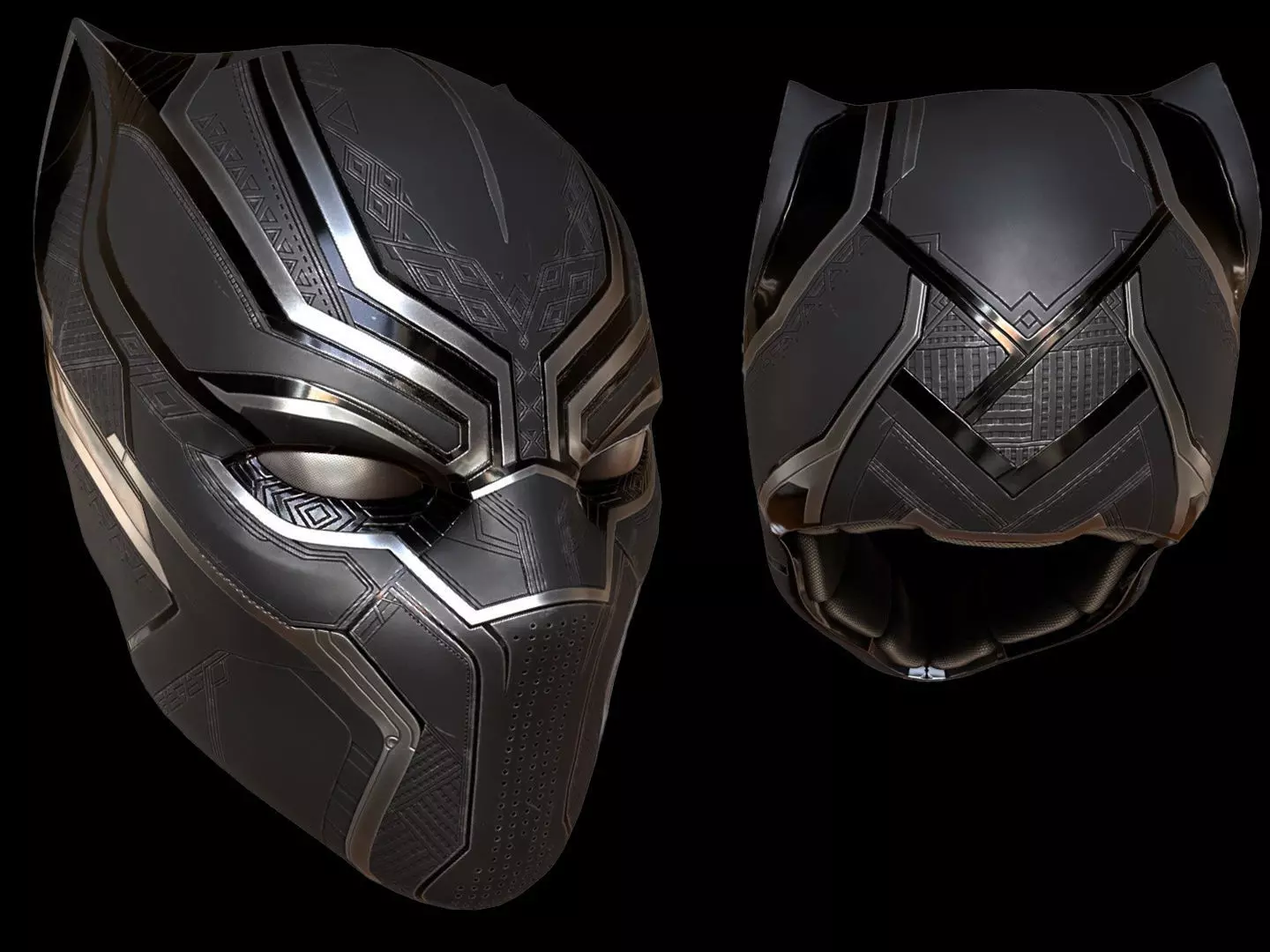 Black Panther Mask PBR Low-poly 3D model_0