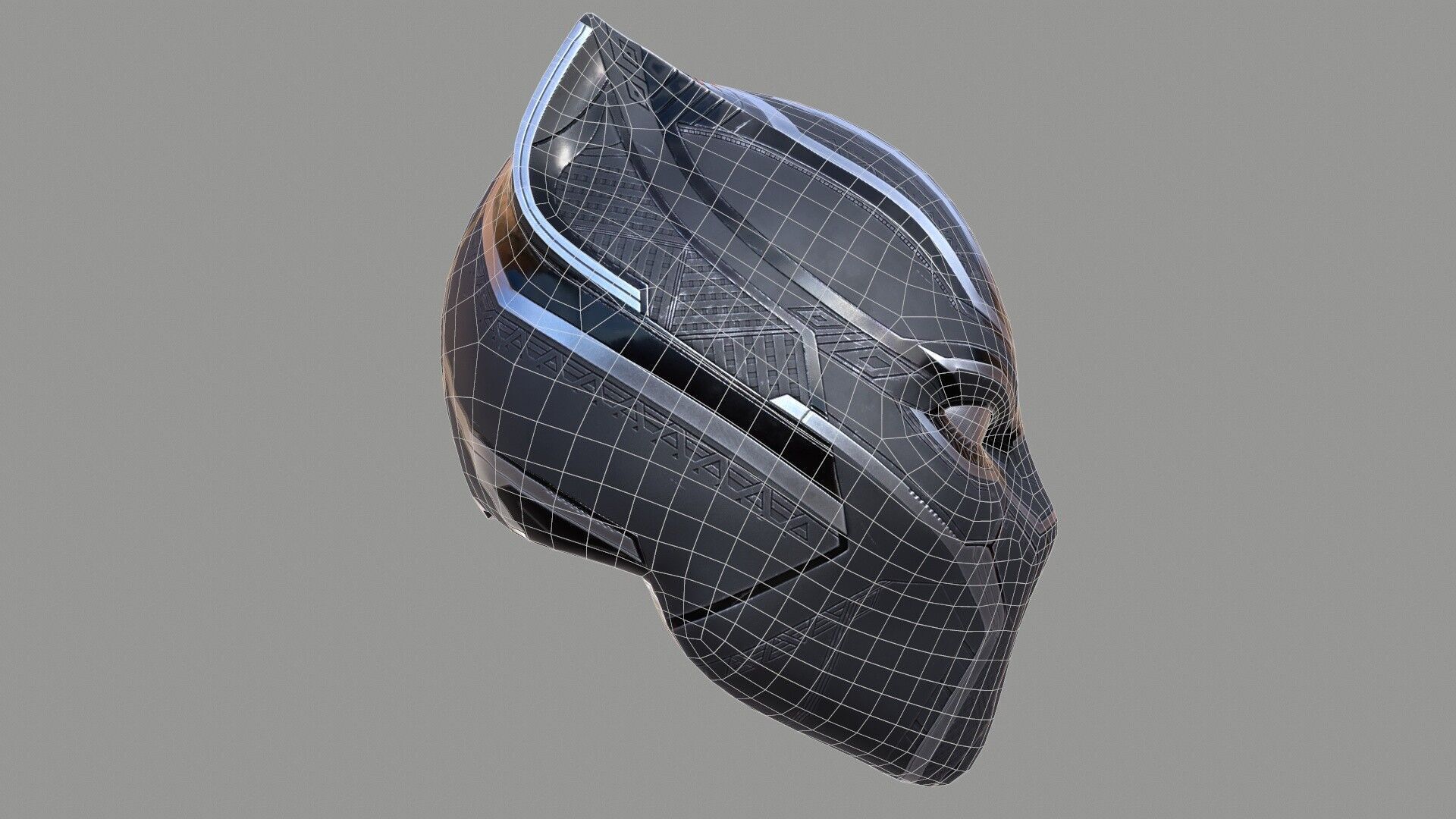 Black Panther Mask PBR Low-poly 3D model_15