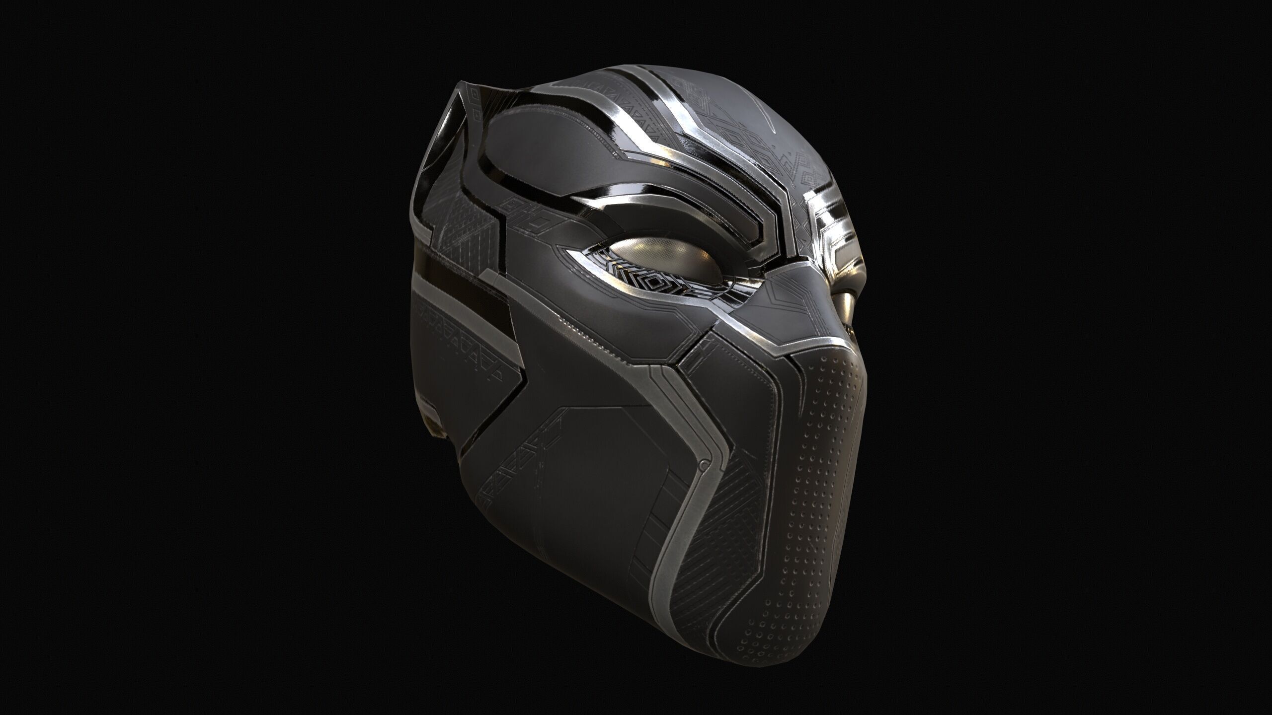 Black Panther Mask PBR Low-poly 3D model_3