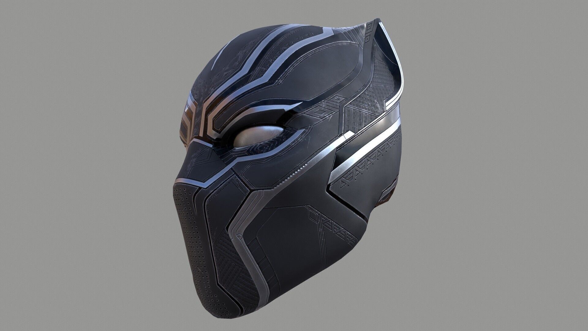 Black Panther Mask PBR Low-poly 3D model_10