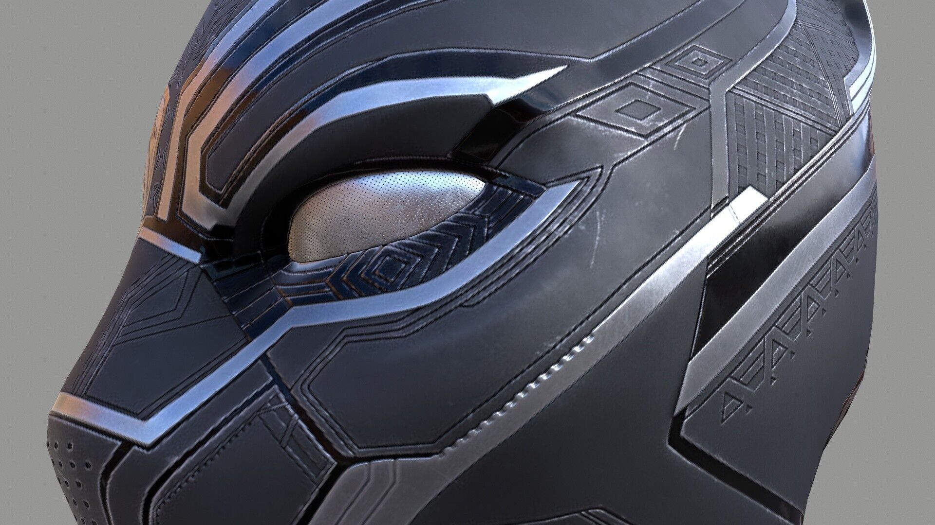 Black Panther Mask PBR Low-poly 3D model_13