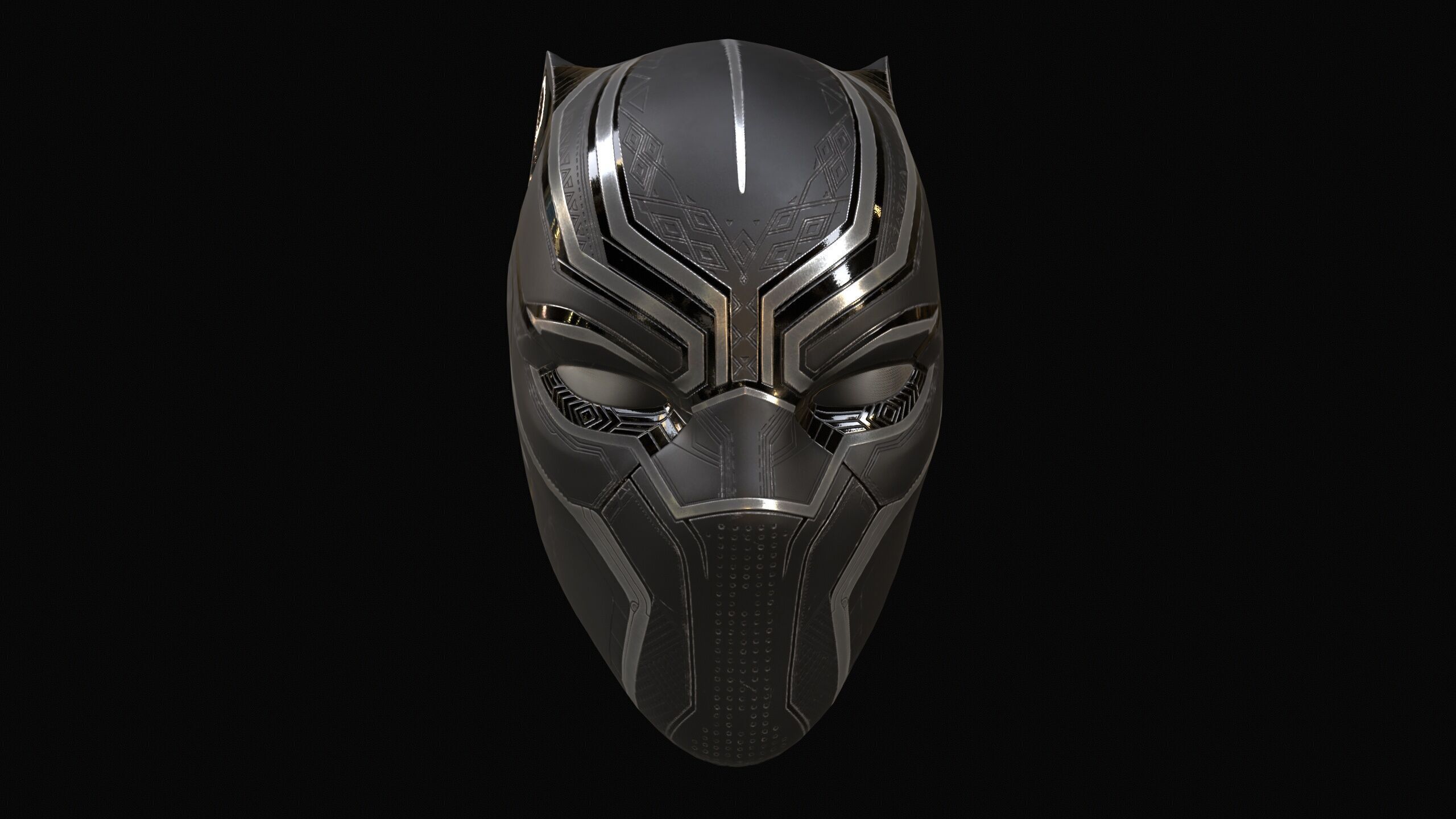 Black Panther Mask PBR Low-poly 3D model_2