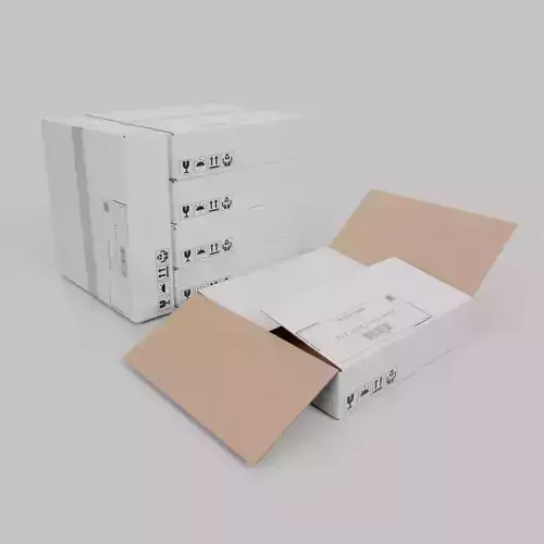 White Cardboard Box R-441 - Rigged and Customizable Low-poly 3D model
