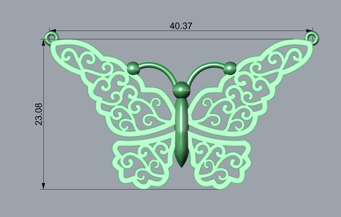 Butterfly pendant or necklace 3D print model_1