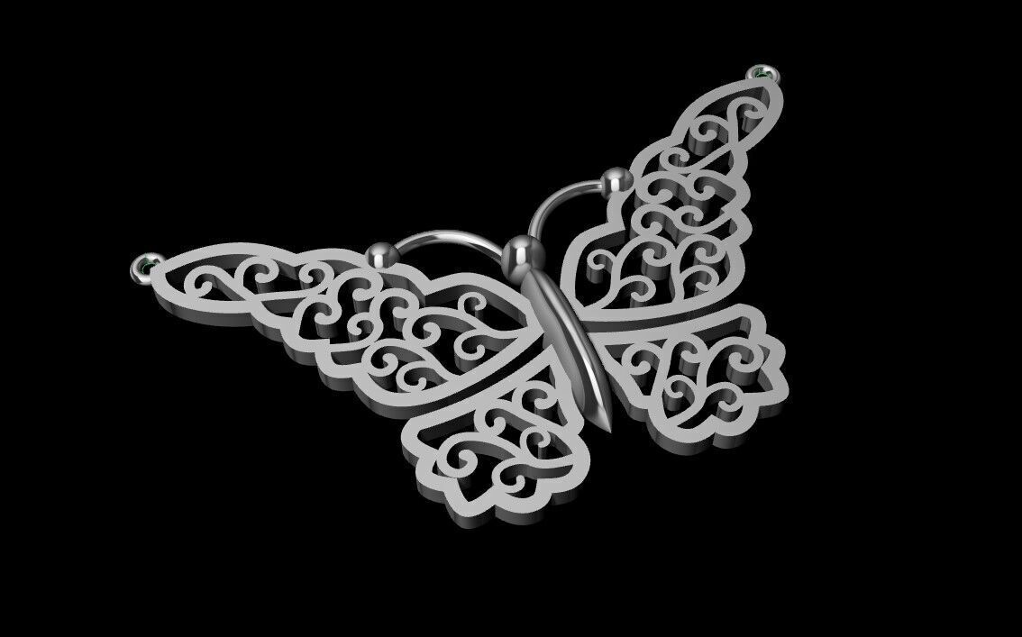 Butterfly pendant or necklace 3D print model_5