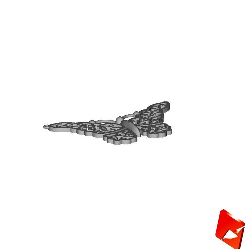 Butterfly pendant or necklace 3D print model_3