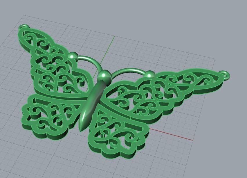Butterfly pendant or necklace 3D print model_4
