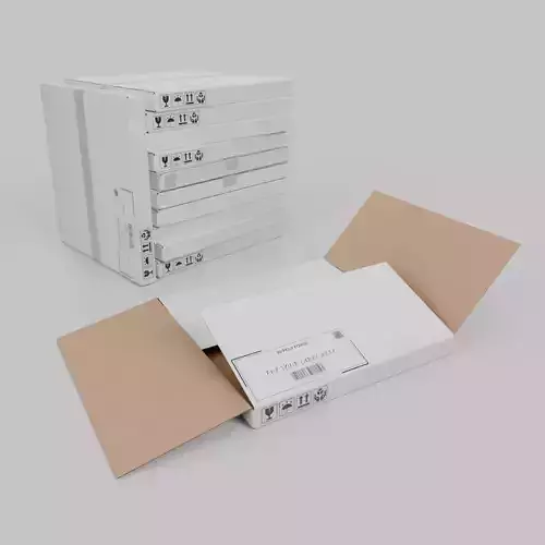 White Cardboard Box R-550 - Rigged and Customizable Low-poly 3D model