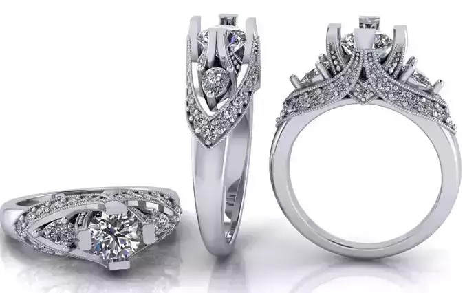 Engagement ring with diamonds