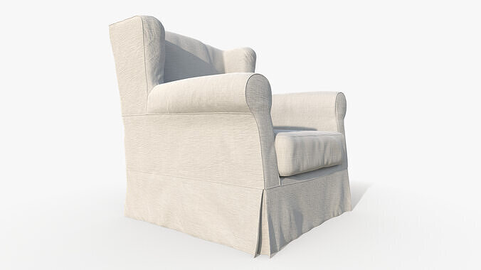 Classic White Armchair 3D model 5