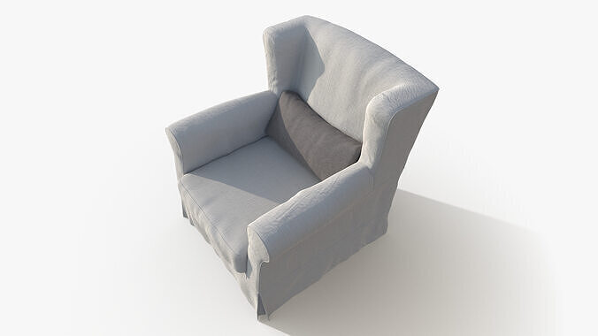 Classic White Armchair 3D model 6
