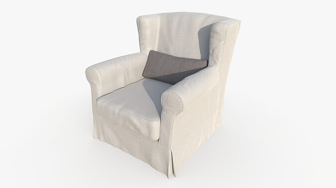 Classic White Armchair 3D model 2