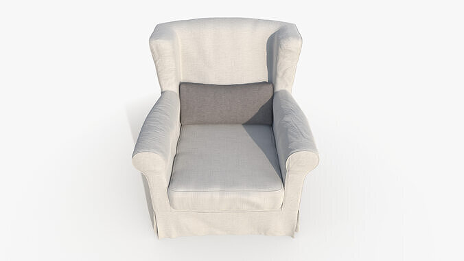 Classic White Armchair 3D model 4