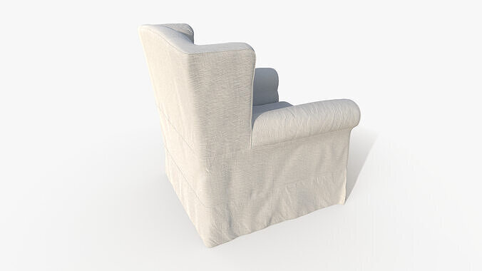 Classic White Armchair 3D model 3