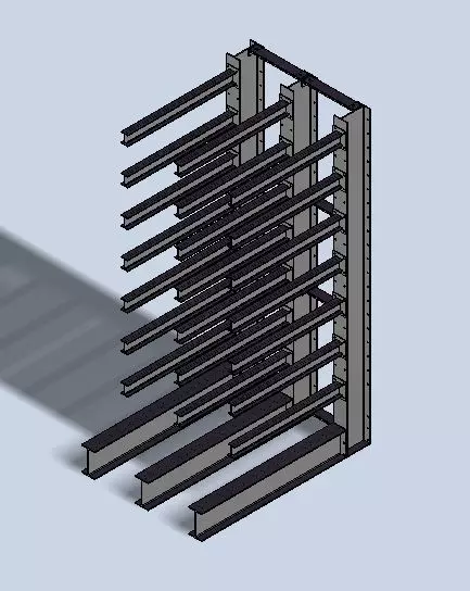 12 ft Tall Cantilever Racking System 3D model_0