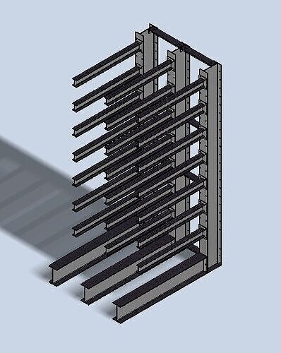 12 ft Tall Cantilever Racking System 3D model