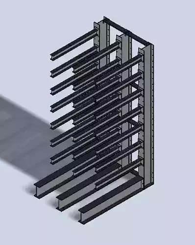 12 ft Tall Cantilever Racking System 3D model