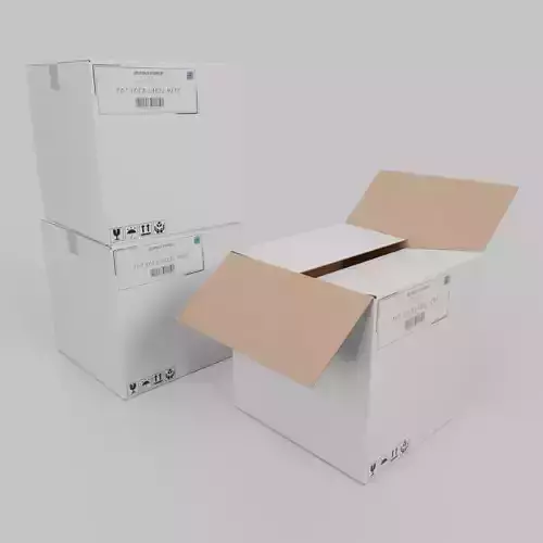White Cardboard Box R-444 - Rigged and Customizable Low-poly 3D model