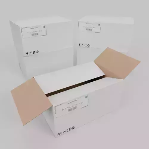 White Cardboard Box R-463 - Rigged and Customizable Low-poly 3D model