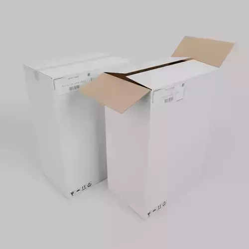 White Cardboard Box R-469 - Rigged and Customizable Low-poly 3D model
