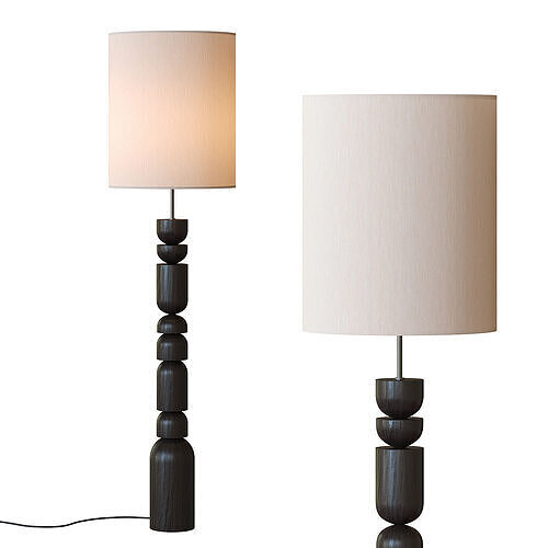 Aska Charred Wood Floor Lamp 3D model