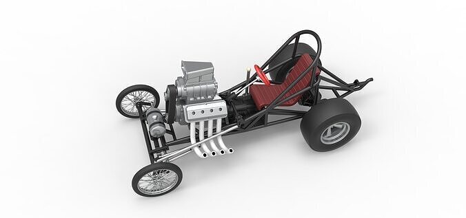 Vintage Front engine dragster Base Version 3 Scale 1 to 25 3D print model 4