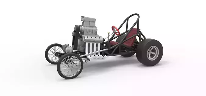 Vintage Front engine dragster Base Version 3 Scale 1 to 25 3D print model