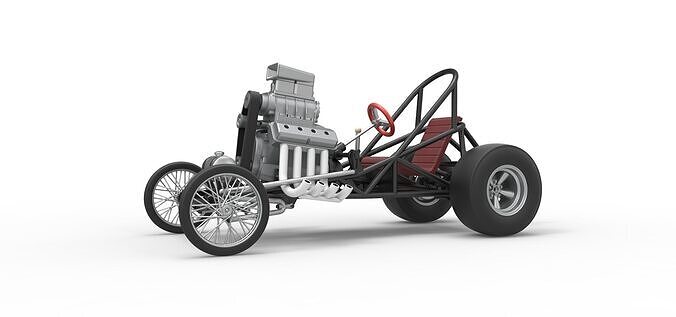 Vintage Front engine dragster Base Version 3 Scale 1 to 25 3D print model 2