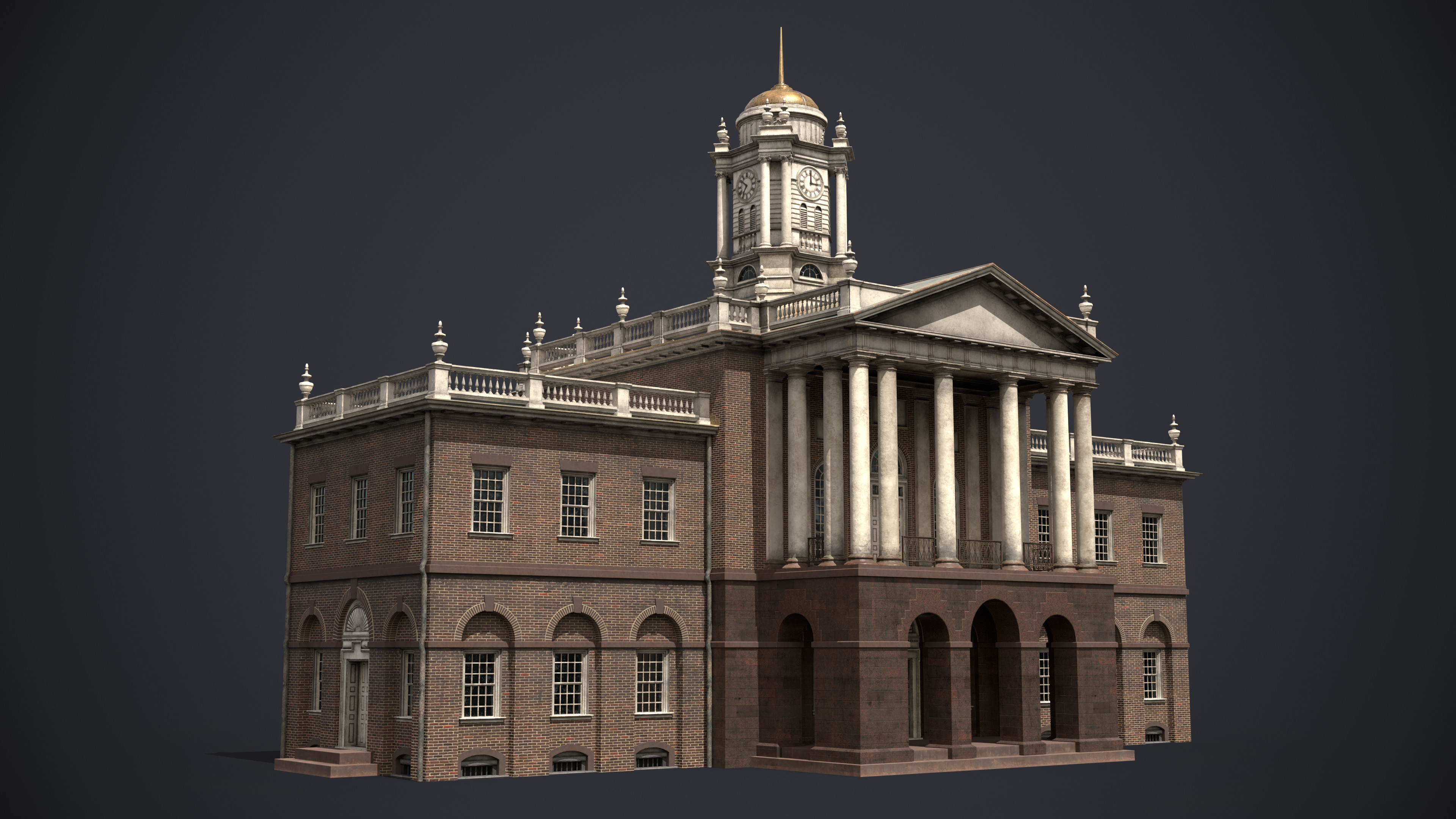 Old State House Connecticut Low-poly 3D model_2