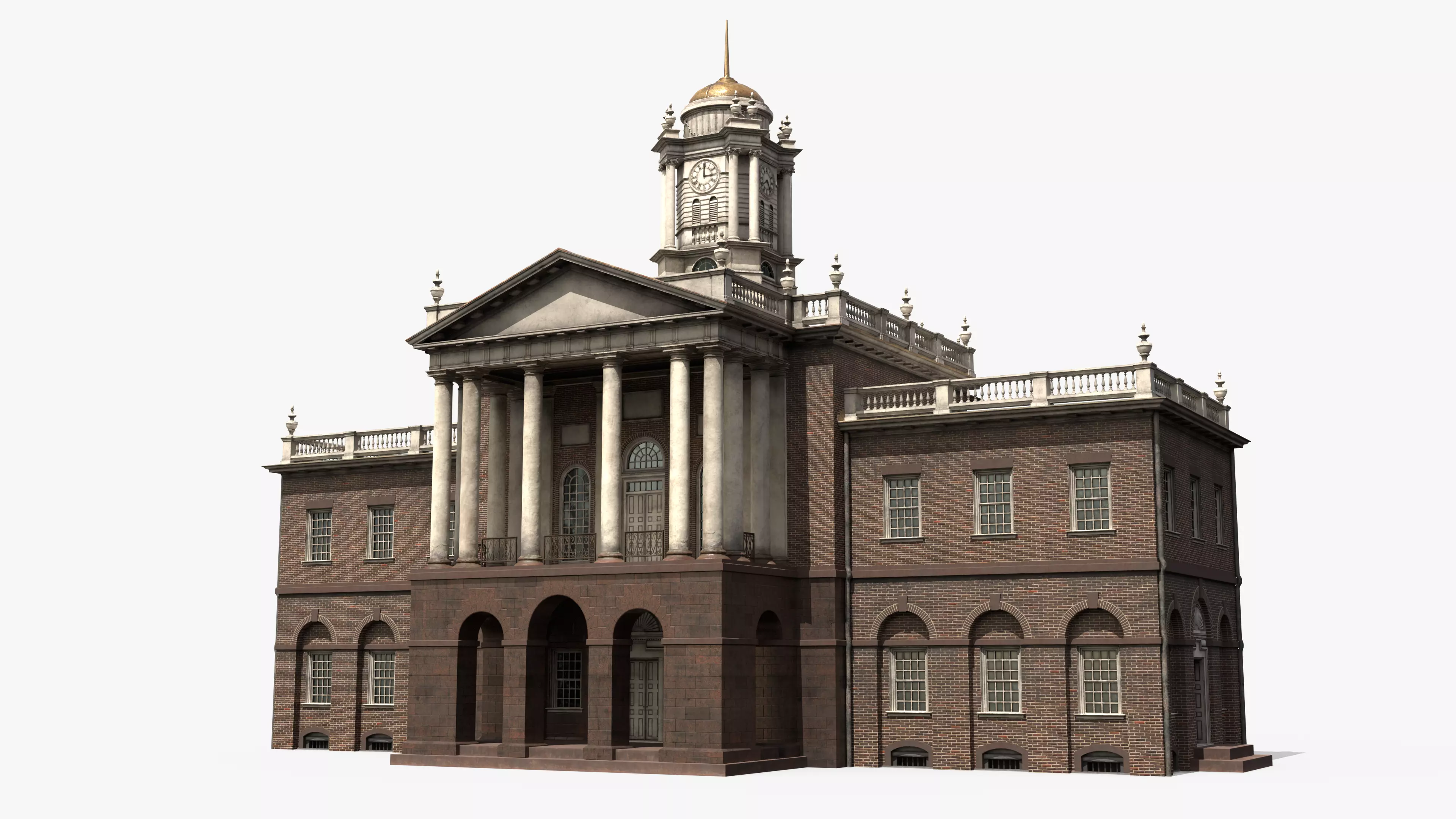 Old State House Connecticut Low-poly 3D model_0