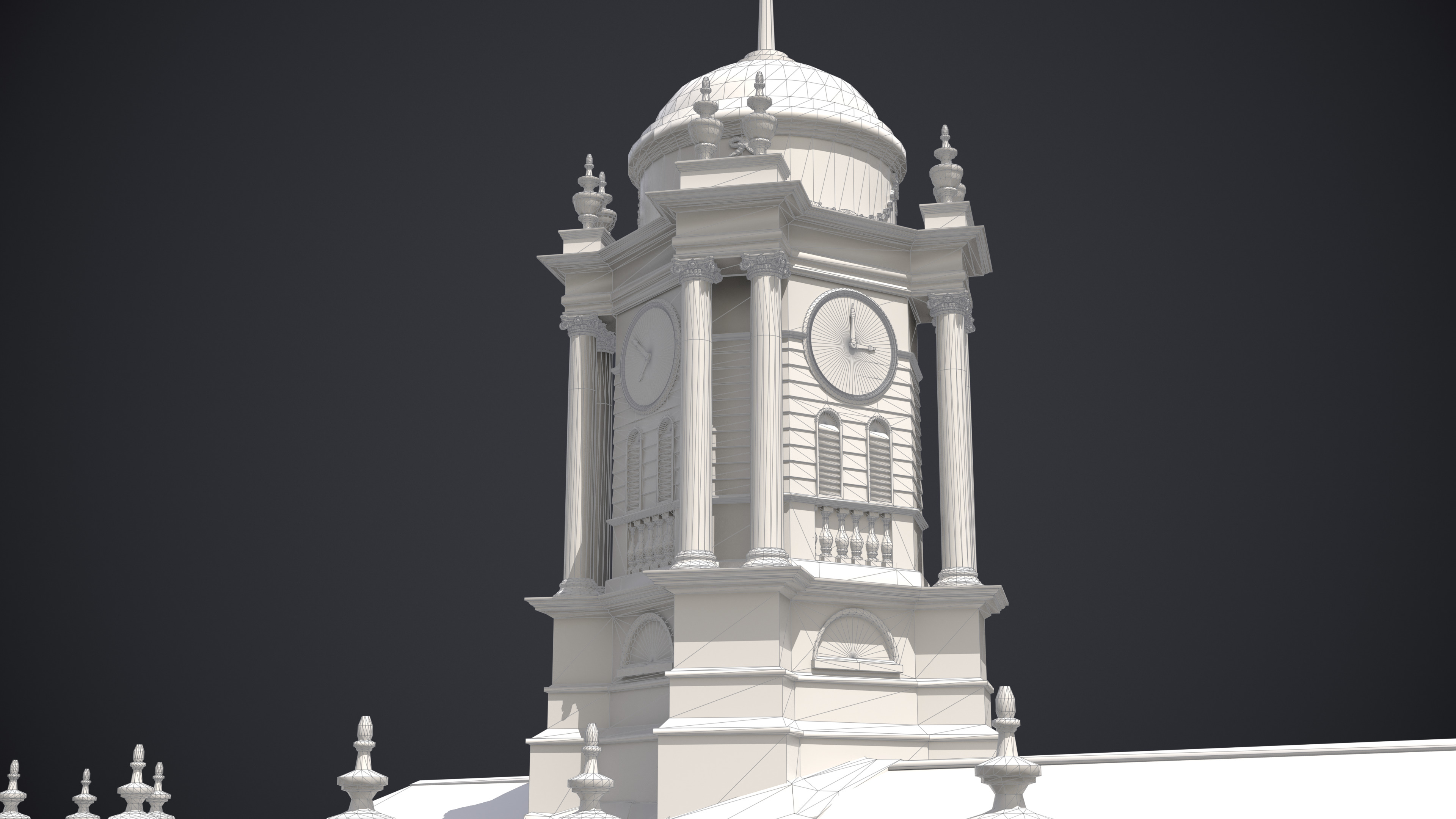 Old State House Connecticut Low-poly 3D model_14