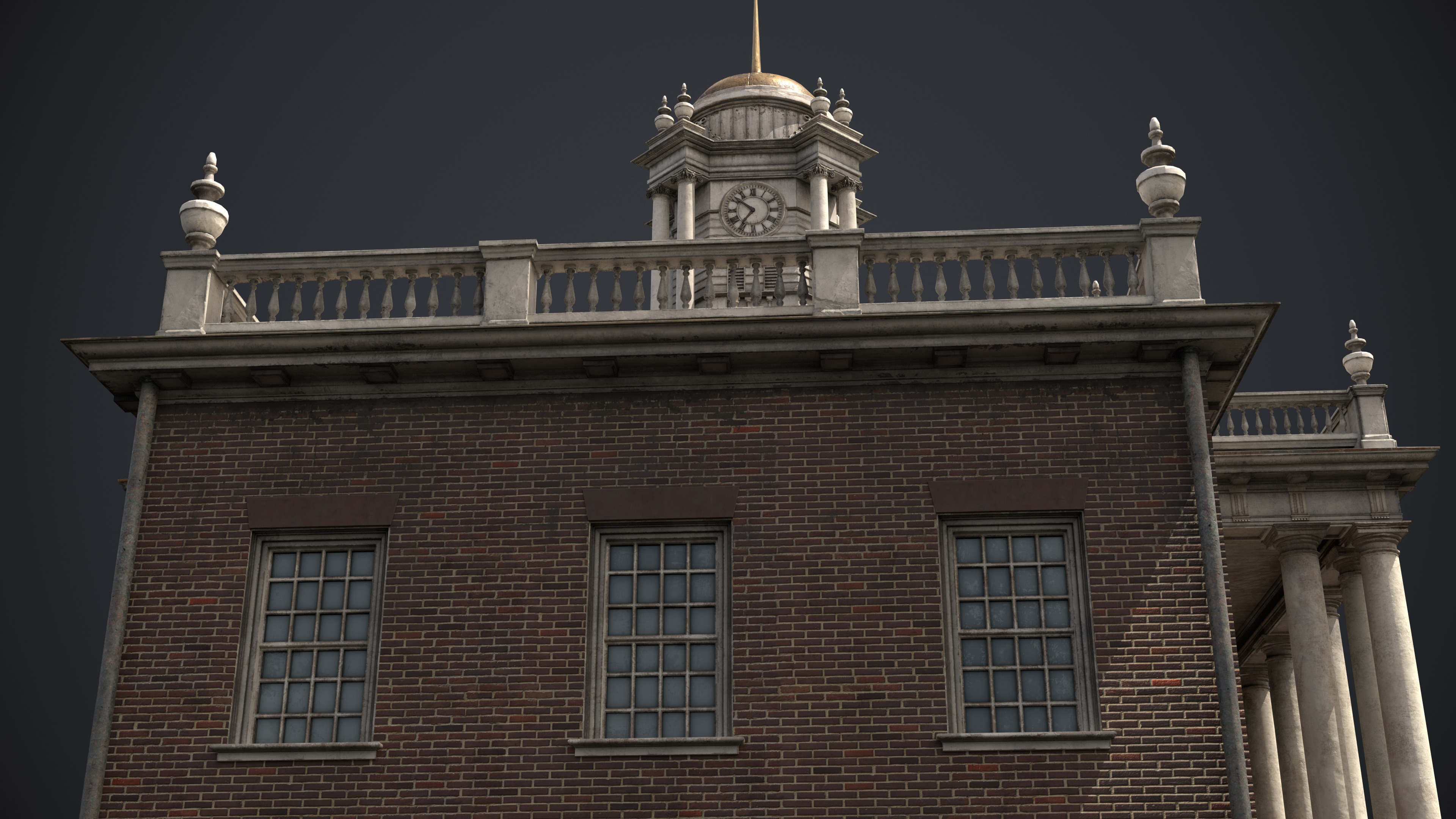 Old State House Connecticut Low-poly 3D model_11