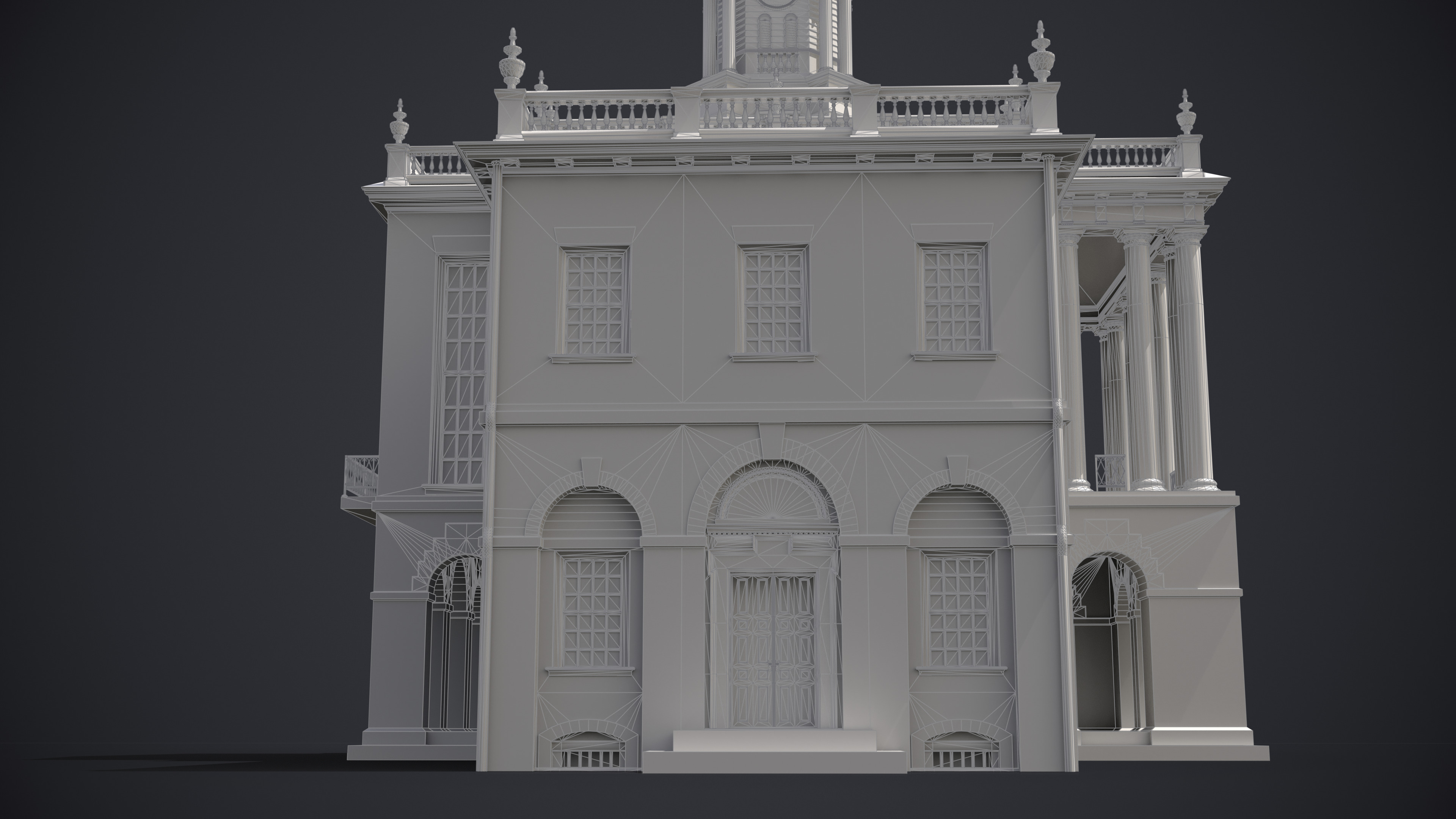 Old State House Connecticut Low-poly 3D model_16