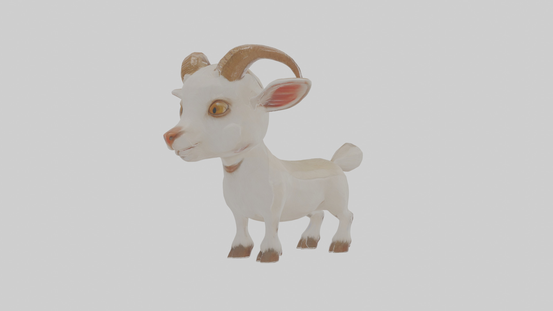 Cartoon Goat Low-poly 3D model_14
