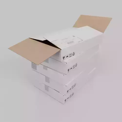 White Cardboard Box R-461 - Rigged and Customizable Low-poly 3D model