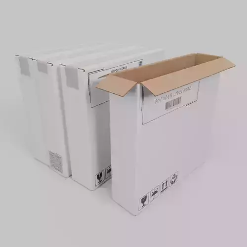 White Cardboard Box R-144 - Rigged and Customizable Low-poly 3D model