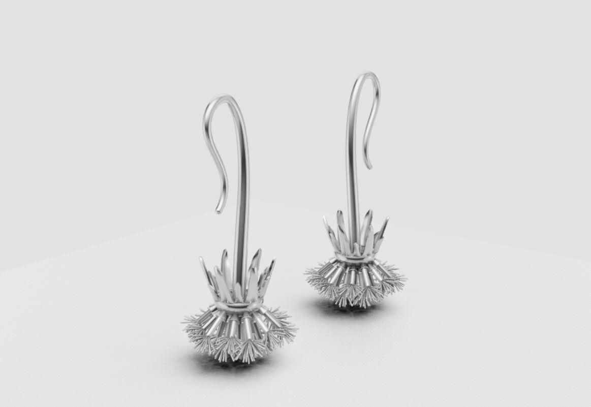 Earrings dandelion 3D print model_13