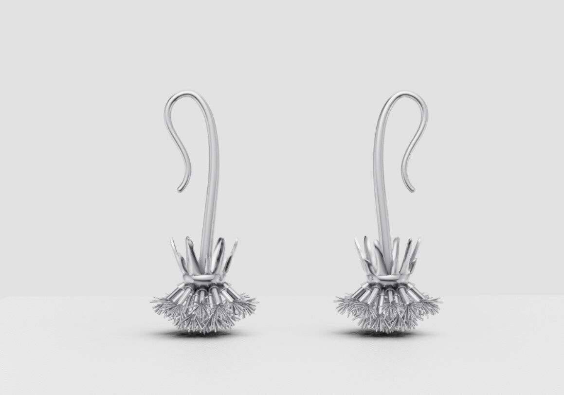 Earrings dandelion 3D print model_4