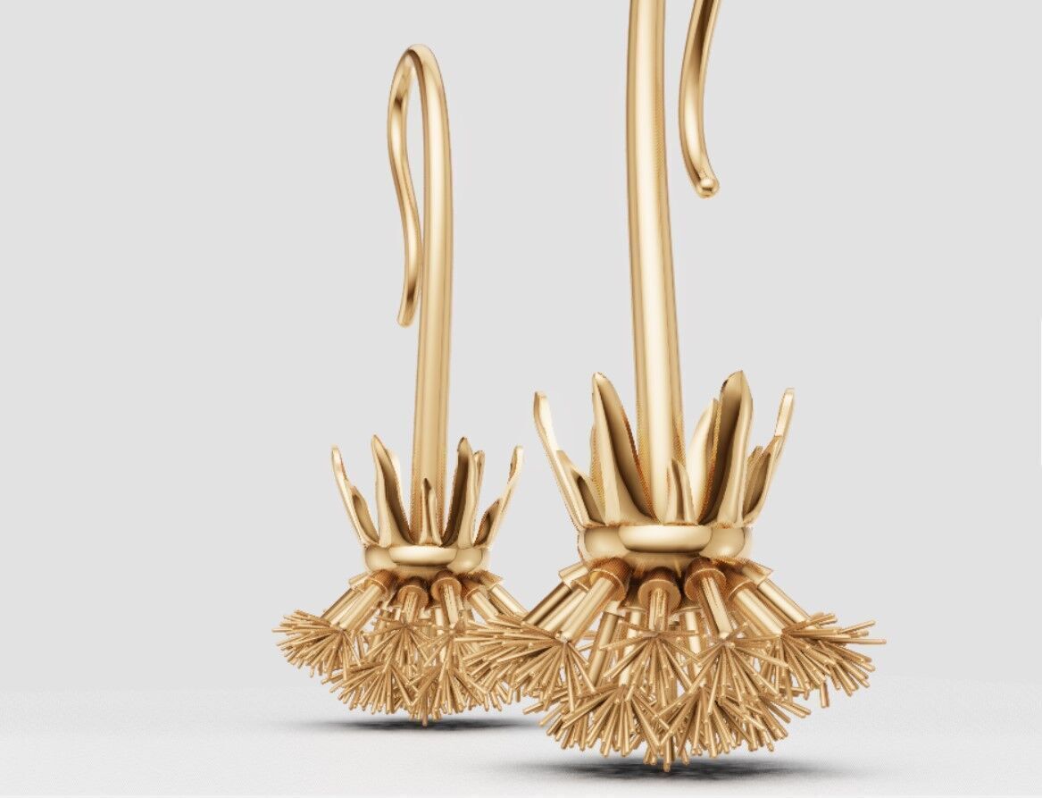Earrings dandelion 3D print model_10