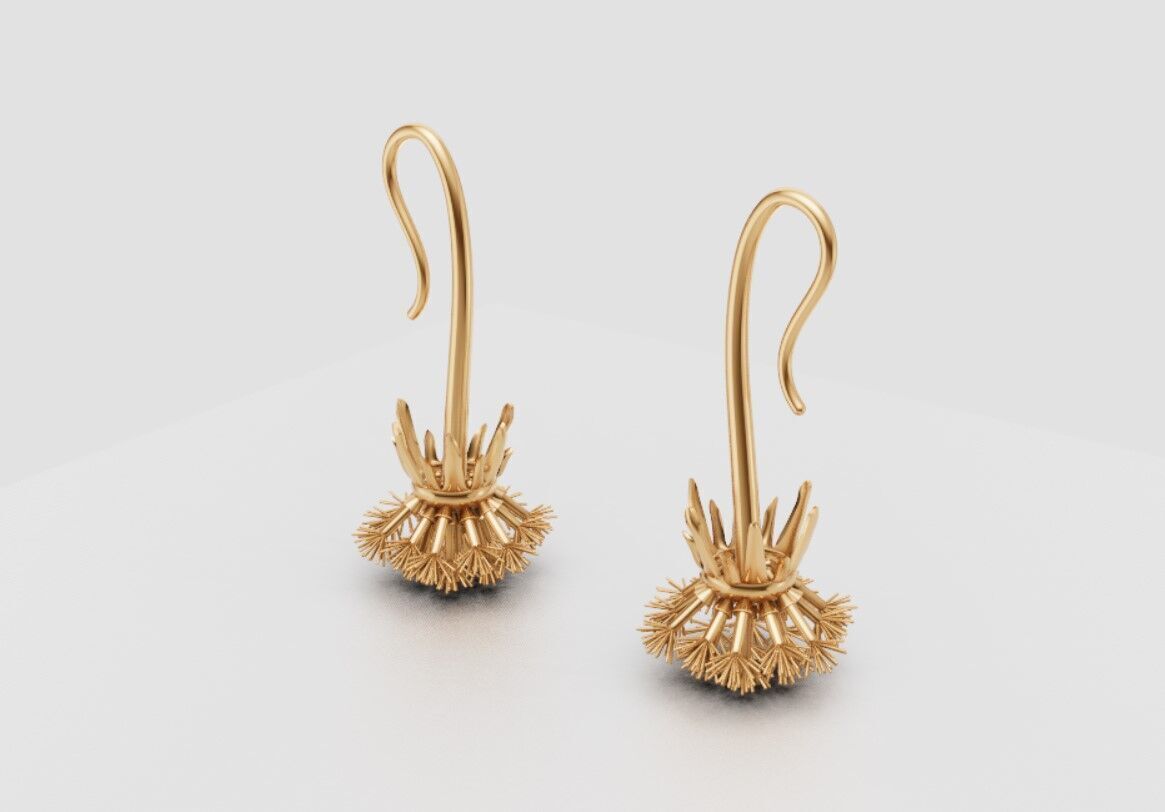 Earrings dandelion 3D print model_8